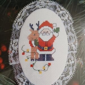Designs for the Needle Christmas Ornament Cross Stitch Kit 1230 Santa & Rudolph